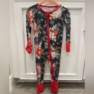 Little Sleepies Christmas Poinsettia Bamboo Zippy